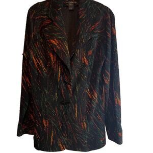 Vintage EvoVorro Two Button Multi-Colored Flame Stretchy Blazer Jacket Size XL